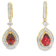 Bids.com 1.06ct Garnet Diamond Dangle Earrings 10KT Yellow Gold Earrings White Smoke Default Title