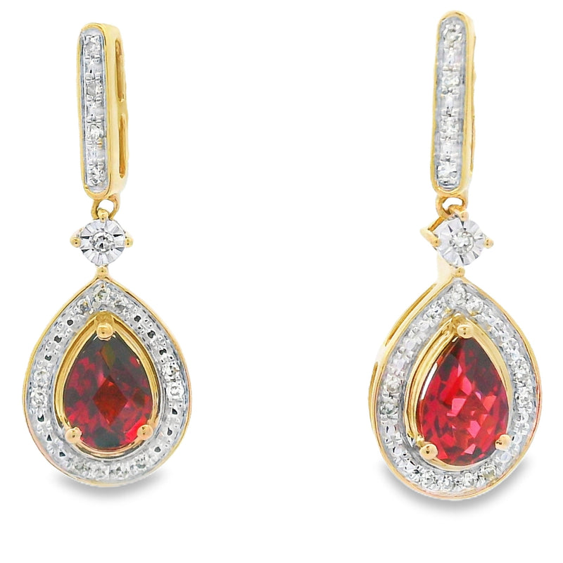 Bids.com 1.06ct Garnet Diamond Dangle Earrings 10KT Yellow Gold Earrings White Smoke Default Title