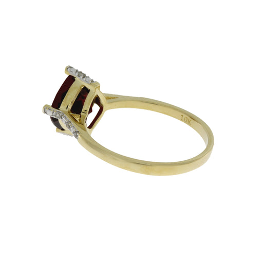Bids.com 1.25ct Garnet Diamond Ring 10KT Yellow Gold Rings White Smoke 7.0