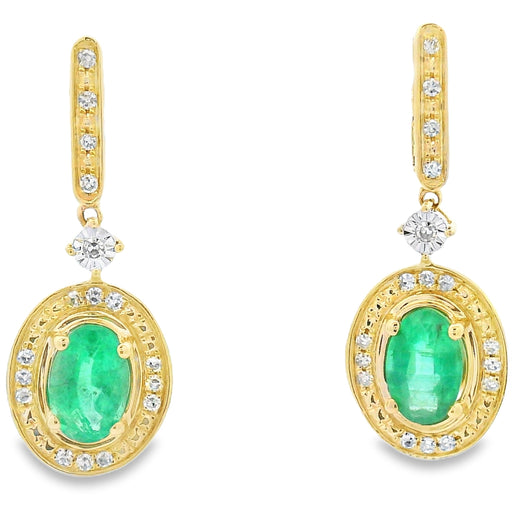 Bids.com .95ct Emerald Diamond Dangle Earrings 10KT Yellow Gold Earrings White Smoke Default Title