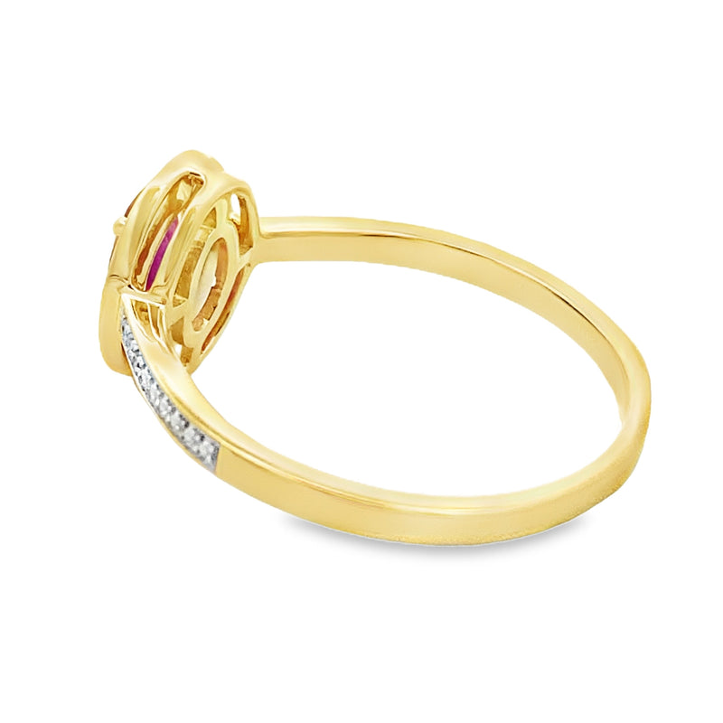 Bids.com .67ct Ruby Diamond Ring 10KT Yellow Gold Rings White Smoke 7.0