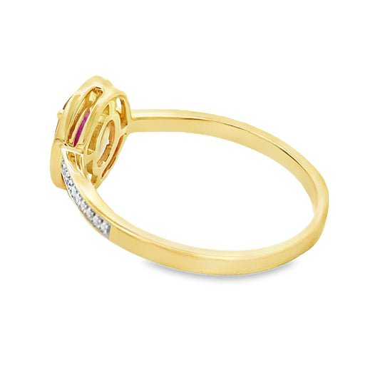 Bids.com .67ct Ruby Diamond Ring 10KT Yellow Gold Rings White Smoke 7.0