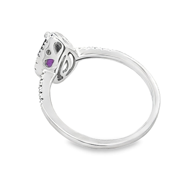 Bids.com .98ct Amethyst Diamond Ring 14KT White Gold Rings White Smoke 7