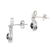 Bids.com .55ct Onyx Diamond Dangle Earrings 10KT White Gold Earrings White Smoke