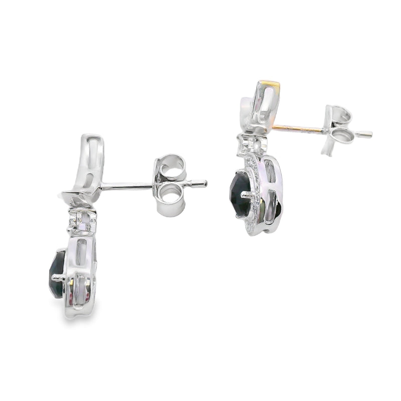 Bids.com .55ct Onyx Diamond Dangle Earrings 10KT White Gold Earrings White Smoke