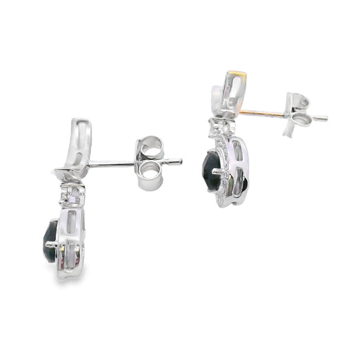 Bids.com .55ct Onyx Diamond Dangle Earrings 10KT White Gold Earrings White Smoke