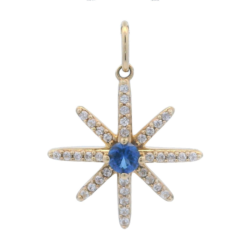 Bids.com Genuine Created Sapphire Star Pnd 10KT Yellow Gold Pendants White Smoke Default Title