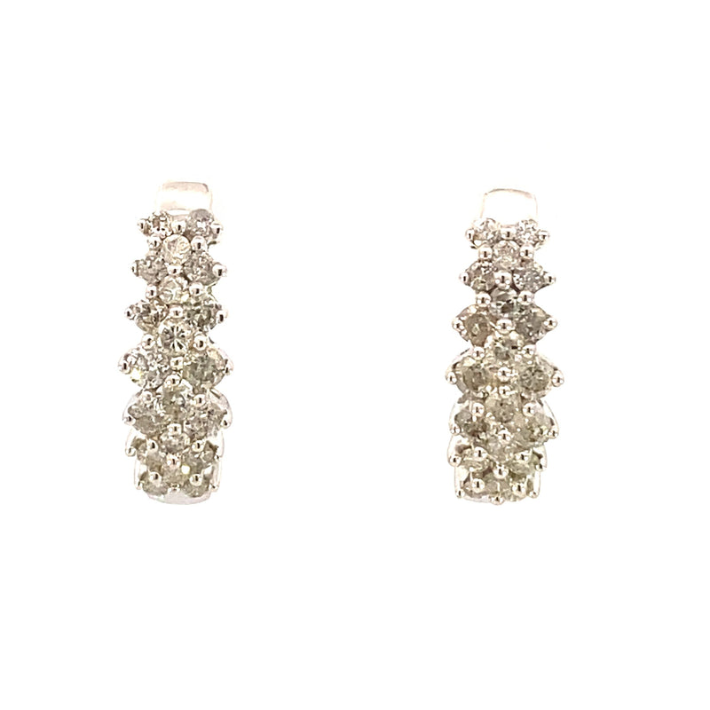 Bids.com 1.09ct Diamond Diamond Hoop Earrings 14KT White Gold Earrings White Smoke Default Title