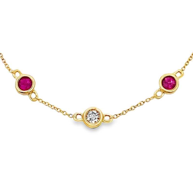 Bids.com .66ct Ruby Diamond Bracelet 14KT Yellow Gold Bracelets White Smoke 6.5-7
