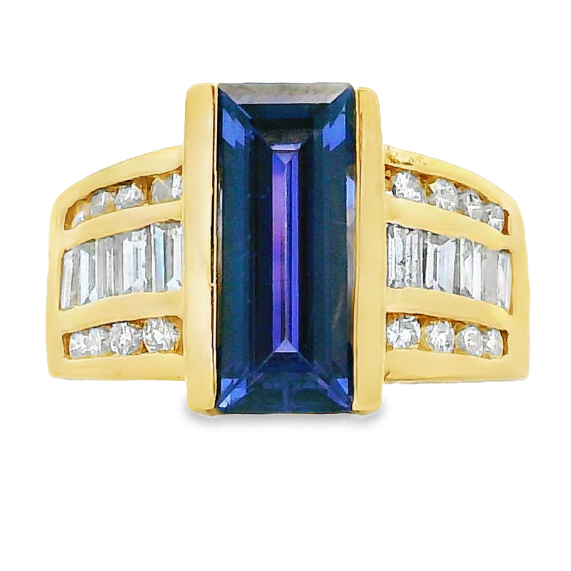 Bids.com .80ct Tanzanite Diamond Ring 18KT Yellow Gold Rings White Smoke 7.50