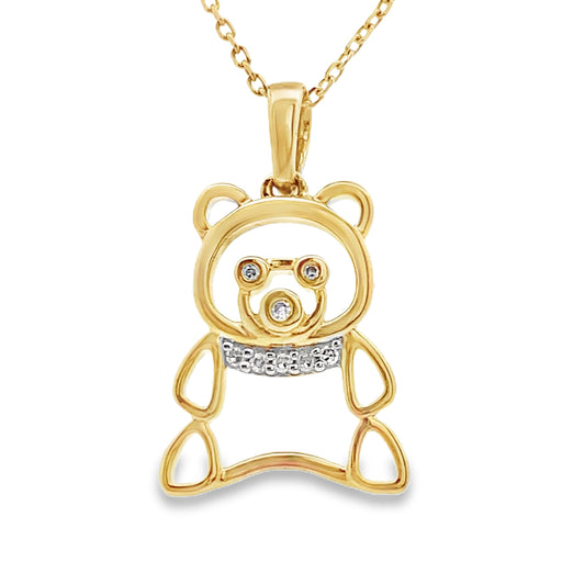 Bids.com .03ct Diamond Animal Pendant 10KT Yellow Gold Pendants White Smoke 16-18