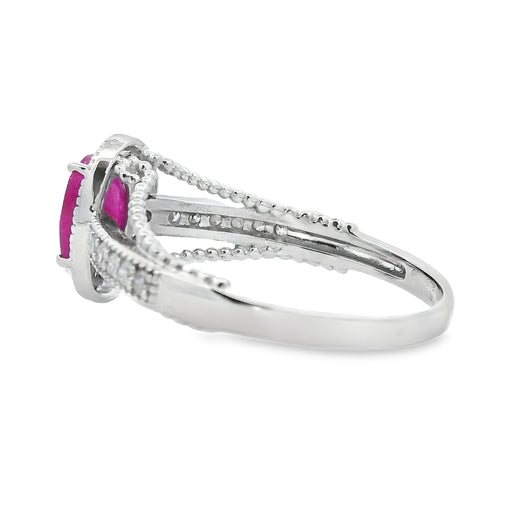 Bids.com 1.35ct Ruby Diamond Ring 14KT White Gold Rings White Smoke 7