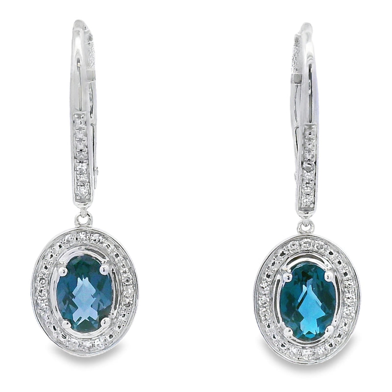 Bids.com .89ct London Blue Topaz Dangle Earrings 10KT White Gold Earrings White Smoke Default Title