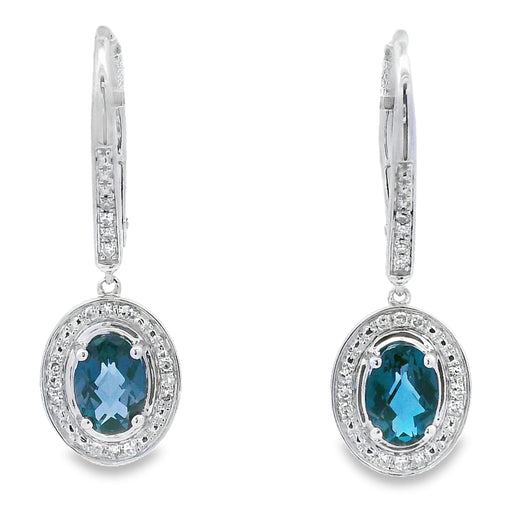 Bids.com .89ct London Blue Topaz Dangle Earrings 10KT White Gold Earrings White Smoke Default Title