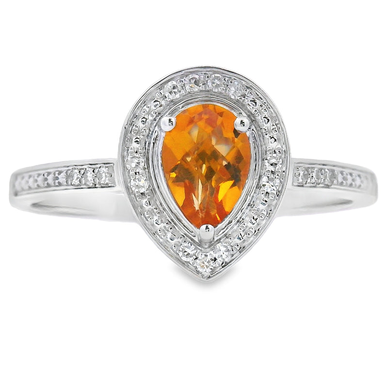 Bids.com .50ct Citrine Diamond Ring 10KT White Gold Rings White Smoke 7.0