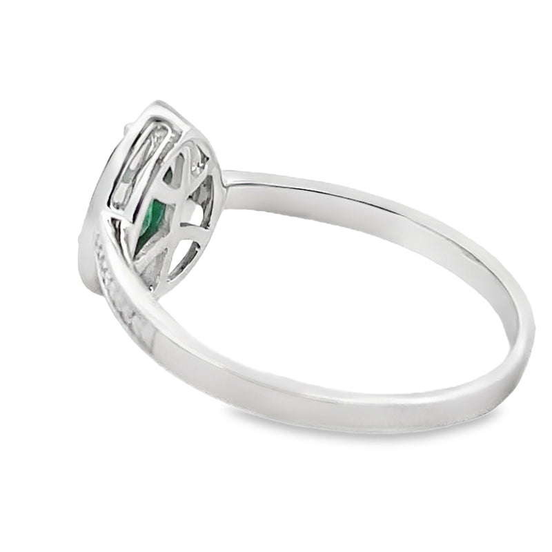 Bids.com .42ct Emerald Diamond Ring 10KT White Gold Rings White Smoke 7.0