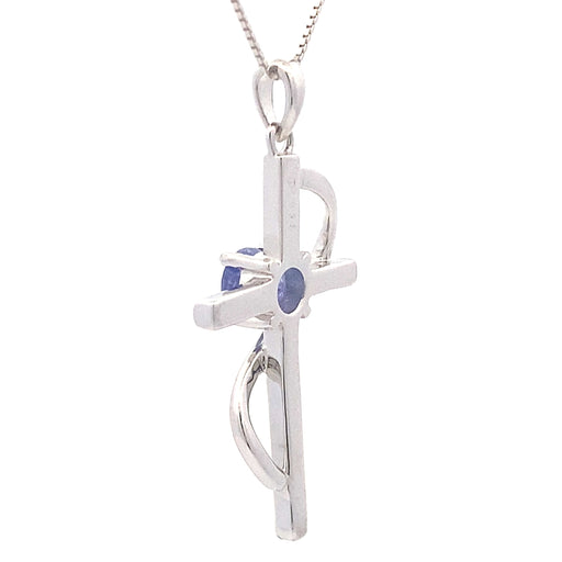 Bids.com .50ct Tanzanite Cross Religious Pendant Sterling Silver Pendants White Smoke 18