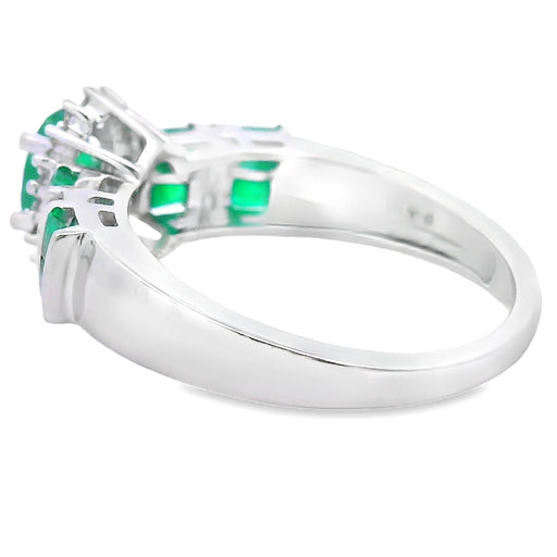 Bids.com .80ct Emerald Diamond Ring 10KT White Gold Rings White Smoke 9.0