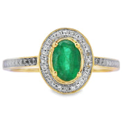 Bids.com .49ct Emerald Diamond Ring 10KT Yellow Gold Rings White Smoke 7.0