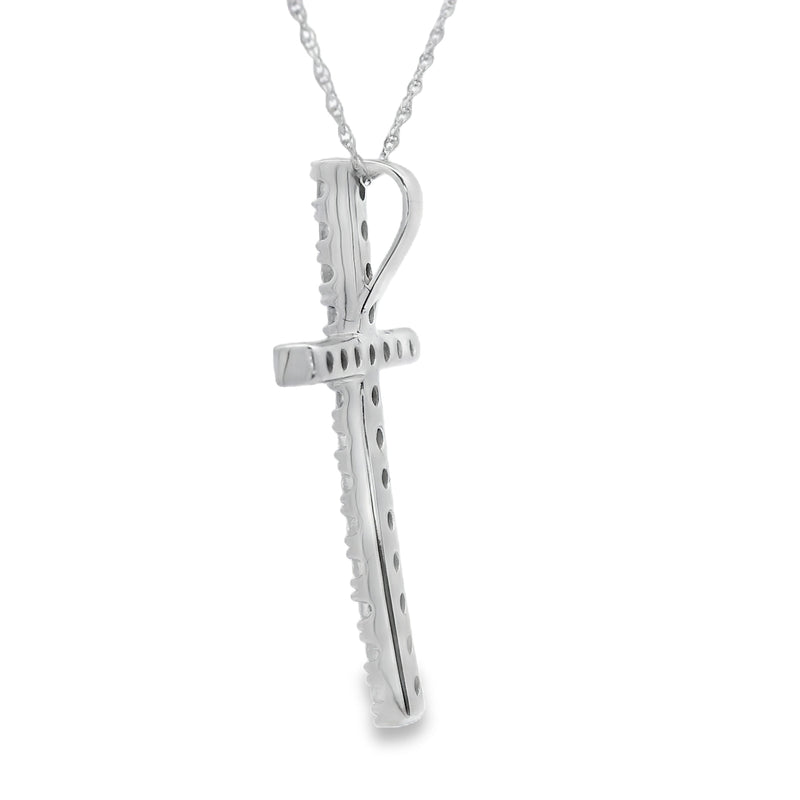 Bids.com .50ct Diamond Cross Religious Pendant 14KT White Gold Pendants White Smoke 18