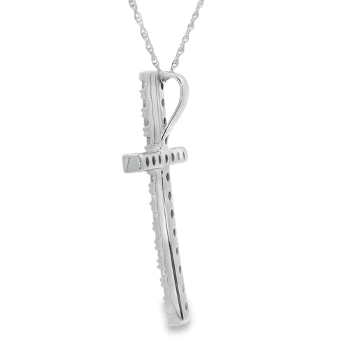Bids.com .50ct Diamond Cross Religious Pendant 14KT White Gold Pendants White Smoke 18