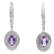 Bids.com .98ct Amethyst Diamond Dangle Earrings 10KT White Gold Earrings White Smoke Default Title