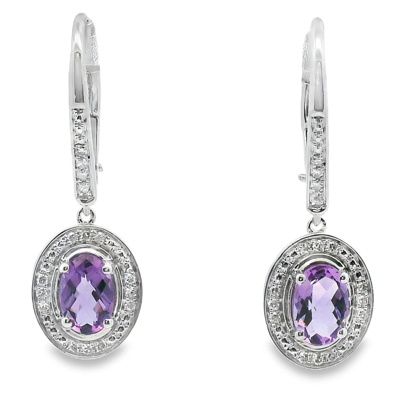Bids.com .98ct Amethyst Diamond Dangle Earrings 10KT White Gold Earrings White Smoke Default Title