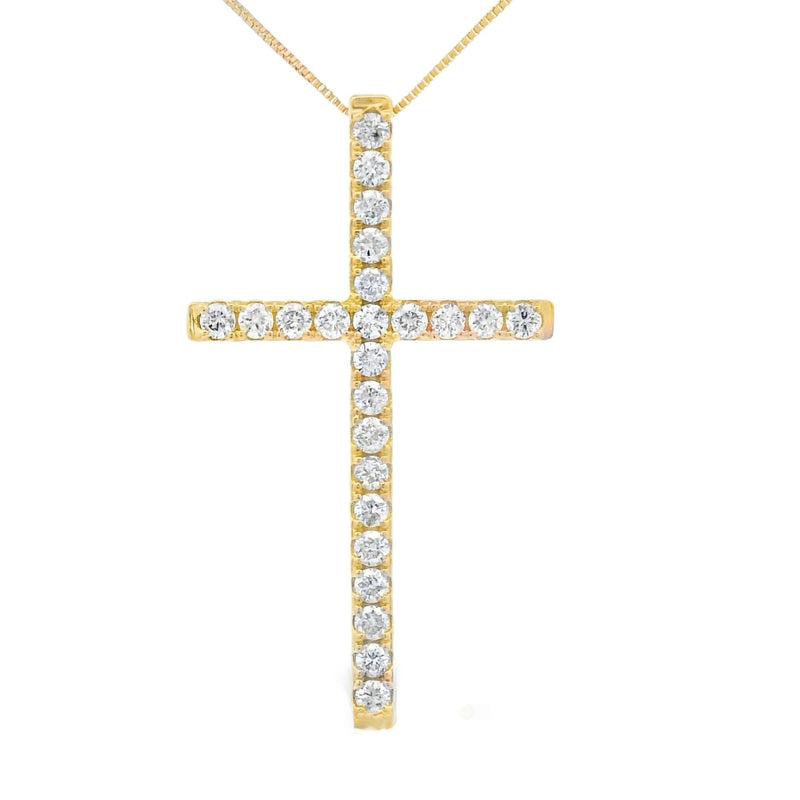Bids.com .38ct Diamond Cross Religious Pendant 14KT Yellow Gold Pendants White Smoke 18