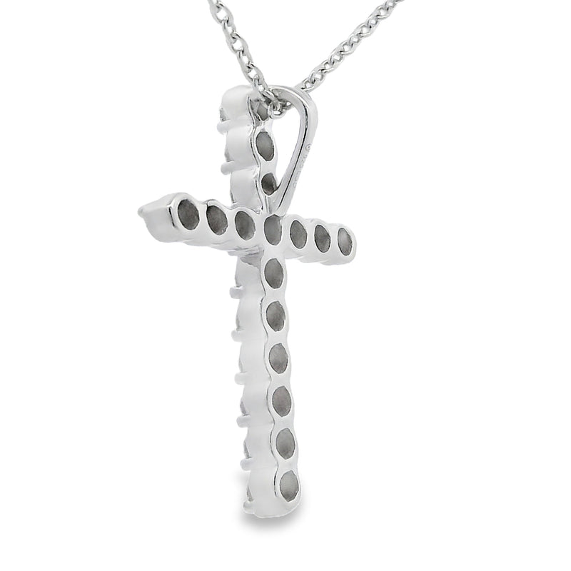 Bids.com .50ct Cross Religious Pendant Sterling Silver Pendants White Smoke 18-20