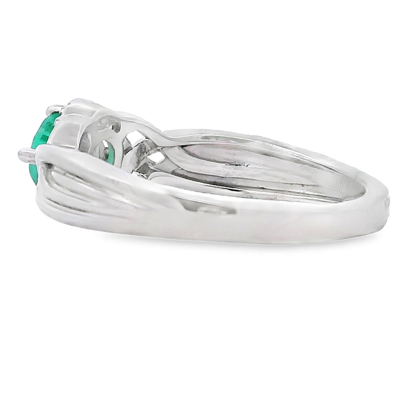 Bids.com .58ct Emerald Zircon Ring Sterling Silver Rings White Smoke 7.0
