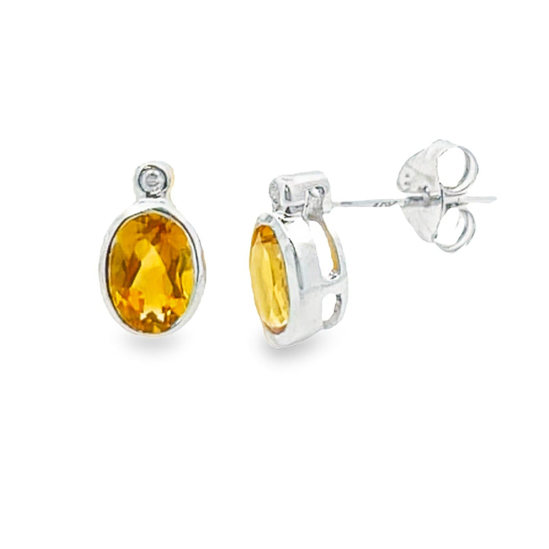 Bids.com .79ct Citrine Diamond Stud Earrings 10KT White Gold Earrings White Smoke Default Title