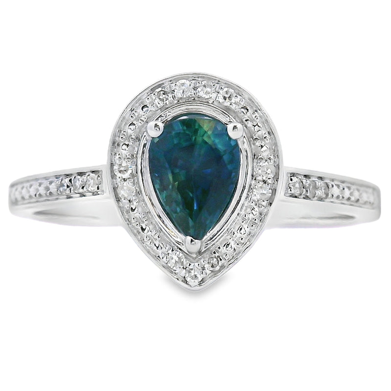 Bids.com .54ct Sapphire Diamond Ring 10KT White Gold Rings White Smoke 7.0