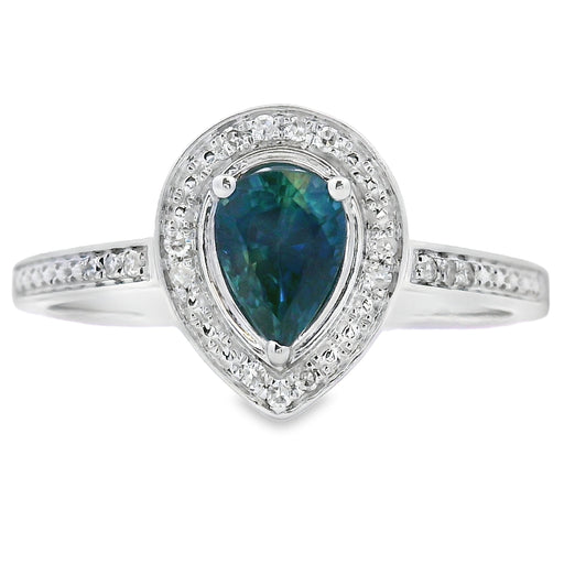 Bids.com .54ct Sapphire Diamond Ring 10KT White Gold Rings White Smoke 7.0