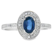Bids.com .67ct Sapphire Diamond Ring 10KT White Gold Rings White Smoke 7.0