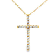 Bids.com .19ct Diamond Cross Religious Pendant 14KT Yellow Gold Pendants White Smoke 18