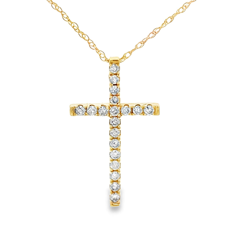 Bids.com .19ct Diamond Cross Religious Pendant 14KT Yellow Gold Pendants White Smoke 18
