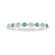 Bids.com Emerald Diamond stackable band set 14KT White Gold Rings White Smoke 7