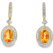 Bids.com 1.06ct Citrine Diamond Dangle Earrings 10KT Yellow Gold Earrings White Smoke Default Title