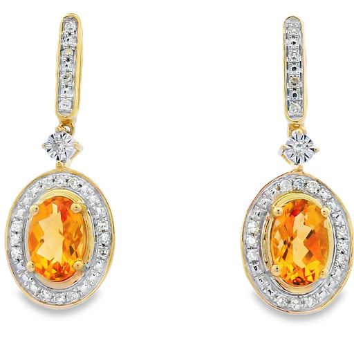 Bids.com 1.06ct Citrine Diamond Dangle Earrings 10KT Yellow Gold Earrings White Smoke Default Title