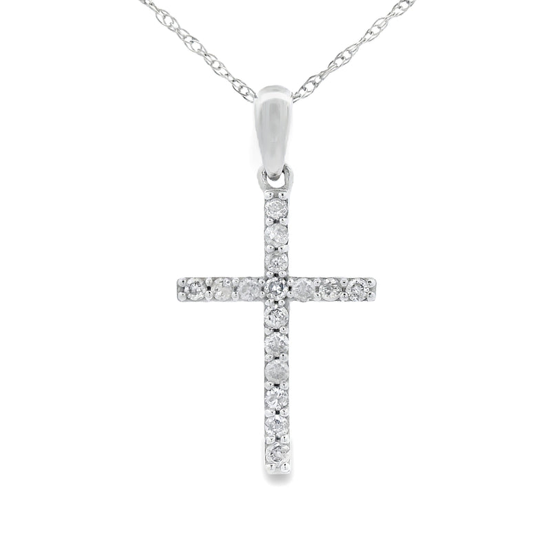 Bids.com .13ct Diamond Cross Religious Pendant 14KT White Gold Pendants White Smoke 18