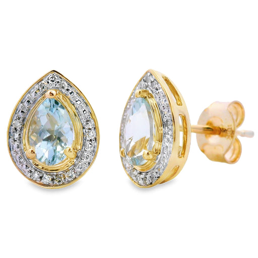 Bids.com .79ct Aquamarine Diamond Stud Earrings 10KT Yellow Gold Earrings White Smoke Default Title