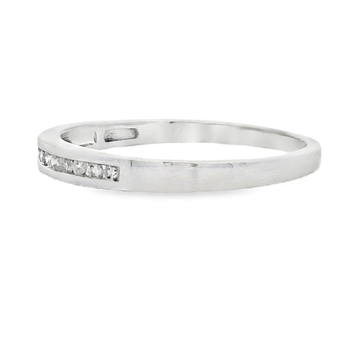 Bids.com .11ct Diamond Wedding Band Ring 14KT White Gold Rings Light Gray 7.0