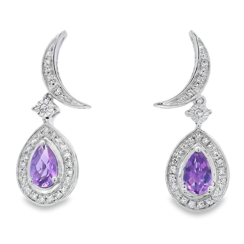 Bids.com .48ct Amethyst Diamond Dangle Earrings 10KT White Gold Earrings White Smoke Default Title