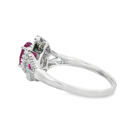 Bids.com 1.26ct Ruby Diamond Ring 14KT White Gold Rings White Smoke 7