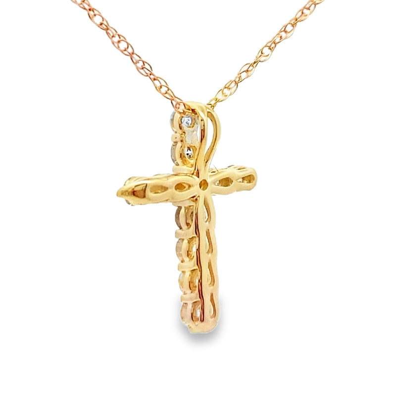 Bids.com .19ct Diamond Cross Religious Pendant 14KT Yellow Gold Pendants White Smoke 18