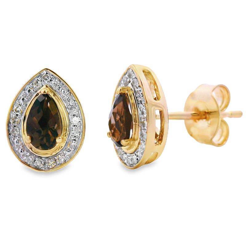Bids.com .50ct Quartz Diamond Stud Earrings 10KT Yellow Gold Earrings White Smoke Default Title
