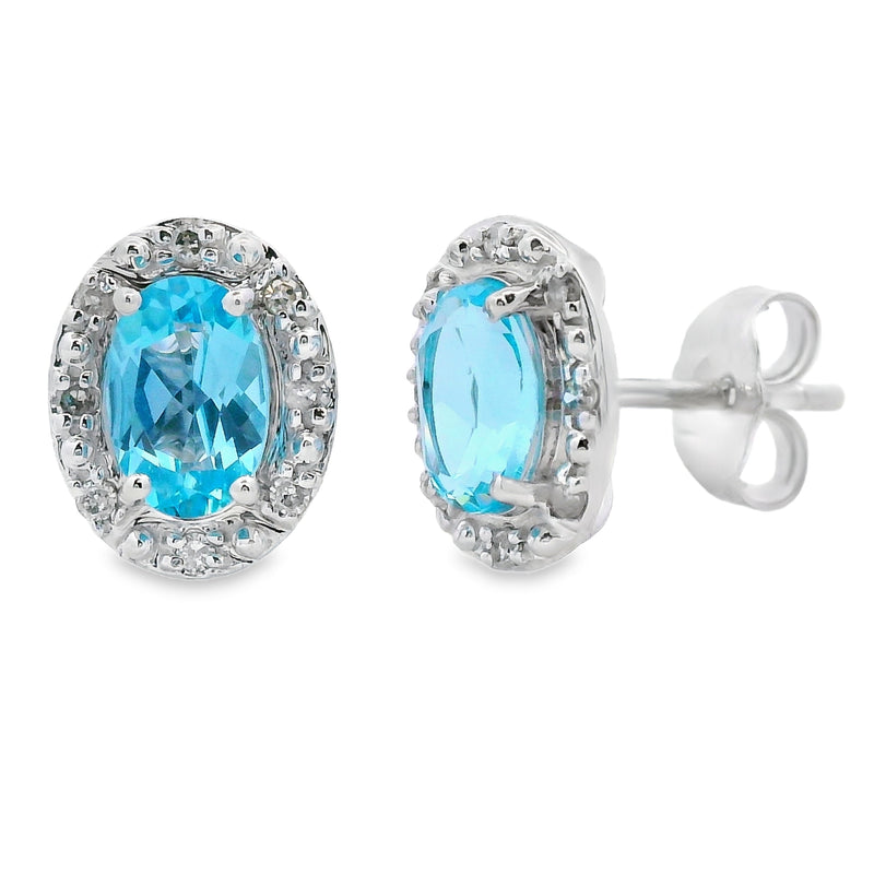 Bids.com 1.20ct Blue Topaz Diamond Earrings 10KT White Gold Earrings White Smoke Default Title