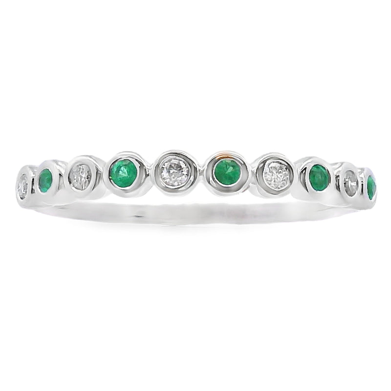Bids.com Emerald Diamond stackable band set 14KT White Gold Rings White Smoke 7