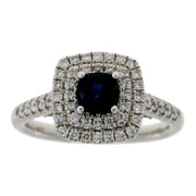 Bids.com 1.22ct Sapphire Diamond Ring 14KT White Gold Rings White Smoke 7.0
