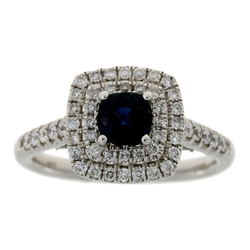 Bids.com 1.22ct Sapphire Diamond Ring 14KT White Gold Rings White Smoke 7.0